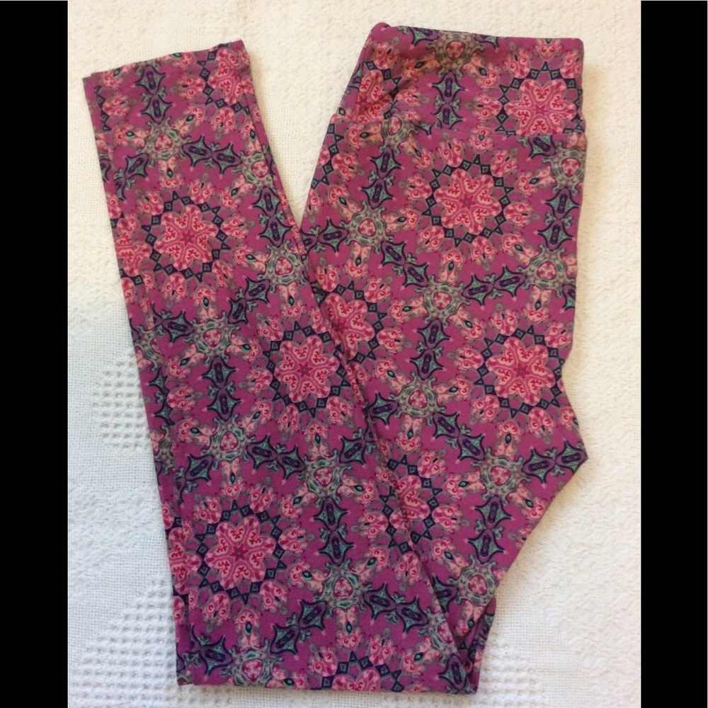 Ultra soft leggings or pajama pants bright pink geometric pattern Barbiecore